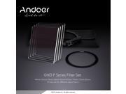 Andoer P Series Gradual Graduated Neutral Density Resin Filter Set Graduated Filters 0.3ND 0.6ND 0.9ND 1.2ND 62mm Adapter Ring Square Filter Holder with Bag for