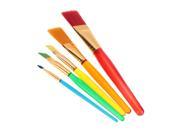 5pcs Flat Nylon Hair Paint Brush Set Plastic Handle Artists Gouache Watercolor Acrylic Brushes