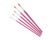5pcs Nylon Hair Paint Brush Set Round Pointed Tip Wooden Handle Artists Watercolor Acrylic Brushes