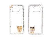 Fashion PC Phone Protect Case Luxury Bling Bling Crystal with Special Metal Owl Pattern Design for Samsung Galaxy S6