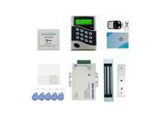 LCD Attendance System Recorder Networking Door Access Control Kit Set 180kg 396Lbs Electric Strike Magnetic Lock Card PIN Remote Control Door Bell Exit Button