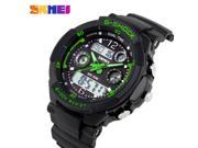 SKMEI 5ATM Waterproof Fashion Men LCD Digital Stopwatch Chronograph Date Alarm Casual Sports Wrist Watch 2 Time Zone