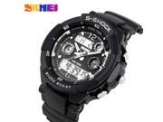 SKMEI 5ATM Waterproof Fashion Men LCD Digital Stopwatch Chronograph Date Alarm Casual Sports Wrist Watch 2 Time Zone