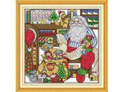 32*32cm DIY Handmade Counted Cross Stitch Needlework Set Embroidery Kit the Workroom of Santa Claus Home Decoration 14CT