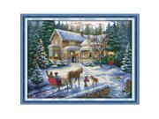 57*44cm DIY Handmade Counted Cross Stitch Needlework Set Embroidery Kit Christmas Scenery Home Decoration 14CT