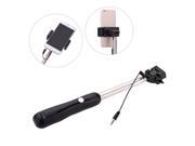 Wired Cable Remote Shooting Control Shutter Telescoping Extending Pole Selfie Monopod Stick Holder 180° Rotation with Clip