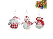 3Pcs Mini Christmas Ornaments Dolls Set Santa Claus Snowman Christmas Tree Hanging Decoration