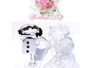 2Pcs Bowtie Bridal Veil Wine Glass Cup Cover Fashionable Wedding Party Decoration