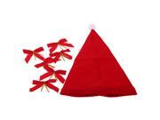 Eye catching Red Christmas Hat with 6 PCS Cute Bowknots Butterfly Hair Ornaments Adorable Accessory for Christmas
