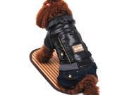 Cool Fashion Pet Dog Puppy Clothes PU Leather Jacket Jumpsuit for Autumn Winter Black