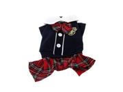 Lovely Bowtie Fashionable Campus Style Pet Puppy Dog Clothes Jumpsuit Couple Dress for Spring Autumn Male
