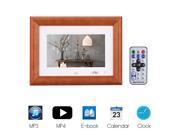 Andoer 7 Desktop Wood LCD Digital Photo Frame MP3 MP4 Music Player Movie Player E book Calendar Clock with Remote Controller Christmas Gift