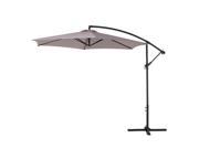 IKAYAA 3M Adjustable Patio Garden Hanging Umbrella with Crank Cross Base Wind Vent Sun Shade Outdoor Cafe Beach Steel Parasol 6 Steel Rib