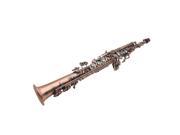 LADE WSS 899 Professional Red Bronze Straight Bb Soprano Saxophone Sax Woodwind Instrument Abalone Shell Key Carve Pattern with Case Gloves Cleaning Cloth Strap