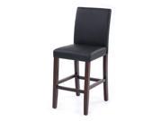 IKAYAA 2PCS Set of 2 Modern Faux Leather Bar Pub Dining Chairs High Back Wood Frame Padded Kitchen Side Parson Chairs Breakfast Stools
