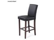 IKAYAA 2 PCS Set of 2 Modern Faux Leather Bar Pub Dining Chairs High Back Wood Frame Padded Kitchen Side Parson Chairs Breakfast Stools