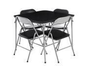 IKAYAA 5PCS Metal Folding Kitchen Dining Table Chair Set Furniture Multi function Outdoor Camping Picnic Table Chairs for Card Majhong Playing Game