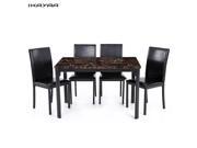 IKAYAA 5PCS Modern Kitchen Dining Room Table Chair Set for 4 Person Beautiful Marble like Top Max 180kg Load Capacity