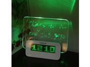 LED Digital Fluorescent Message Board Clock Alarm Temperature Calendar Timer USB Hub Green Light
