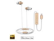 dodocool MFi Certified Hi Res In ear Stereo Earphone with Lightning Connector Remote and Mic 24 bit High Resolution Audio for Lightning Devices Gold