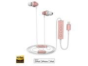 dodocool MFi Certified Hi Res In ear Stereo Earphone with Lightning Connector Remote and Mic 24 bit High Resolution Audio for Lightning Devices Rose Gold
