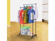 IKAYAA Meatl Adjustable Double Rail Clothes Garment Dress Hanging Rack Display Satnd Organizer on Wheels Shoes Rack Heavy duty