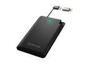 dodocool MFi Certified Ultra Thin 2500mAh Portable Charger Backup External Battery Pack Power Bank with Built in Micro USB Cable and Lightning Adapter for iPhon