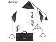 Andoer Studio Photo Video Lighting Kit with 12 * 45W Bulb 3 * 4in1 Bulb Socket 3 * Softbox 3 * Light Stand 1 * Cantilever Stick 1 * Carrying Bag