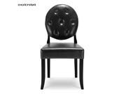 iKayaa Classic Antique Style Tufted Kitchen Dining Chair PU Leather Accent Chair Side Living Room Chair W Rubber Wood Leg