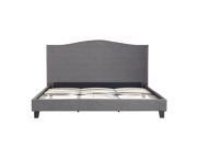 iKayaa Antique Queen Sized Tufted Linen Wingback Bed Frame With Wood Slats Sponge Padded Upholstered Platform Bed Frames Grey 200KG Capacity