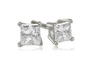 0.50 cttw. Princess Cut Diamond 4 Prong Basket Stud Earrings in 14K White Gold