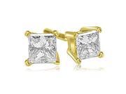 0.50 cttw. Princess Cut Diamond 4 Prong Basket Stud Earrings in 14K Yellow Gold