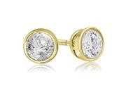 2.00 cttw. Round Cut Diamond Bezel Stud Earrings in 18K Yellow Gold VS2 G H