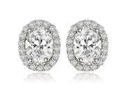 1.25 cttw. Oval And Round Shape Halo Diamond Earrings in 14K White Gold VS2 G H