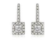 0.90 cttw. Round And Princess Diamond Fish Hook Earrings in 14K White Gold SI2 H I