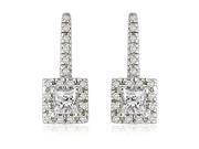 0.90 cttw. Round And Princess Diamond Fish Hook Earrings in 18K White Gold SI2 H I