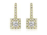 0.90 cttw. Round And Princess Diamond Fish Hook Earrings in 18K Yellow Gold SI2 H I