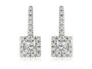 0.90 cttw. Round And Princess Diamond Fish Hook Earrings in Platinum VS2 G H