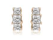 0.90 cttw. Three Stone Princess Cut Diamond Earrings in 14K Rose Gold VS2 G H