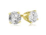 2.00 cttw. Round Cut Diamond 4 Prong Stud Earrings in 14K Yellow Gold VS2 G H