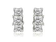 0.90 cttw. Three Stone Princess Cut Diamond Earrings in 14K White Gold VS2 G H