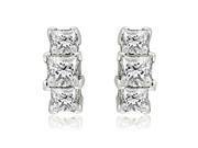 0.90 cttw. Three Stone Princess Cut Diamond Earrings in 18K White Gold VS2 G H