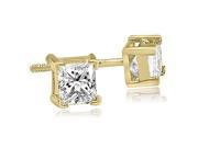 1.50 cttw. Princess Cut Diamond V Prong Heavy Stud Earrings in 18K Yellow Gold SI2 H I