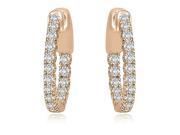 1.02 cttw. Round Cut Diamond Hoop Earrings in 14K Rose Gold VS2 G H