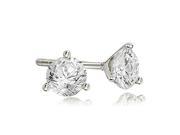 0.35 cttw. Round Cut Diamond Martini 3 Prong Stud Earrings in 18K White Gold SI2 H I