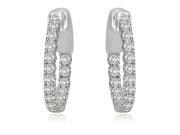 1.02 cttw. Round Cut Diamond Hoop Earrings in 14K White Gold VS2 G H