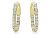 1.02 cttw. Round Cut Diamond Hoop Earrings in 14K Yellow Gold VS2 G H