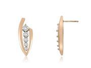 0.75 cttw. Stylish Round Cut Diamond Journey Earrings in 14K Rose Gold SI2 H I