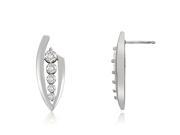 0.75 cttw. Stylish Round Cut Diamond Journey Earrings in 14K White Gold SI2 H I
