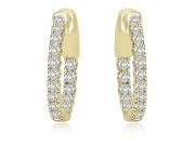 1.02 cttw. Round Cut Diamond Hoop Earrings in 18K Yellow Gold VS2 G H